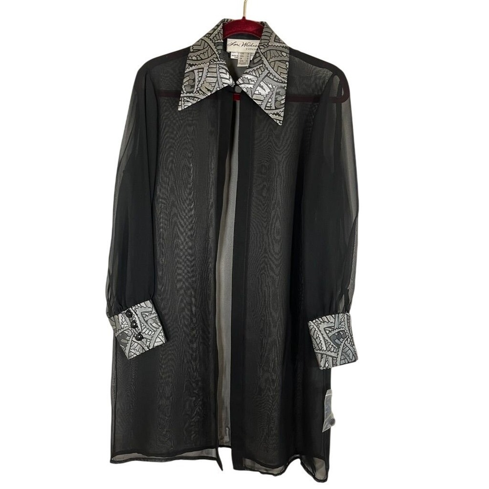 Retro Sheer Shirt Black 6 Metallic Grunge Neutral Preppy‎ Classic Chic Concert